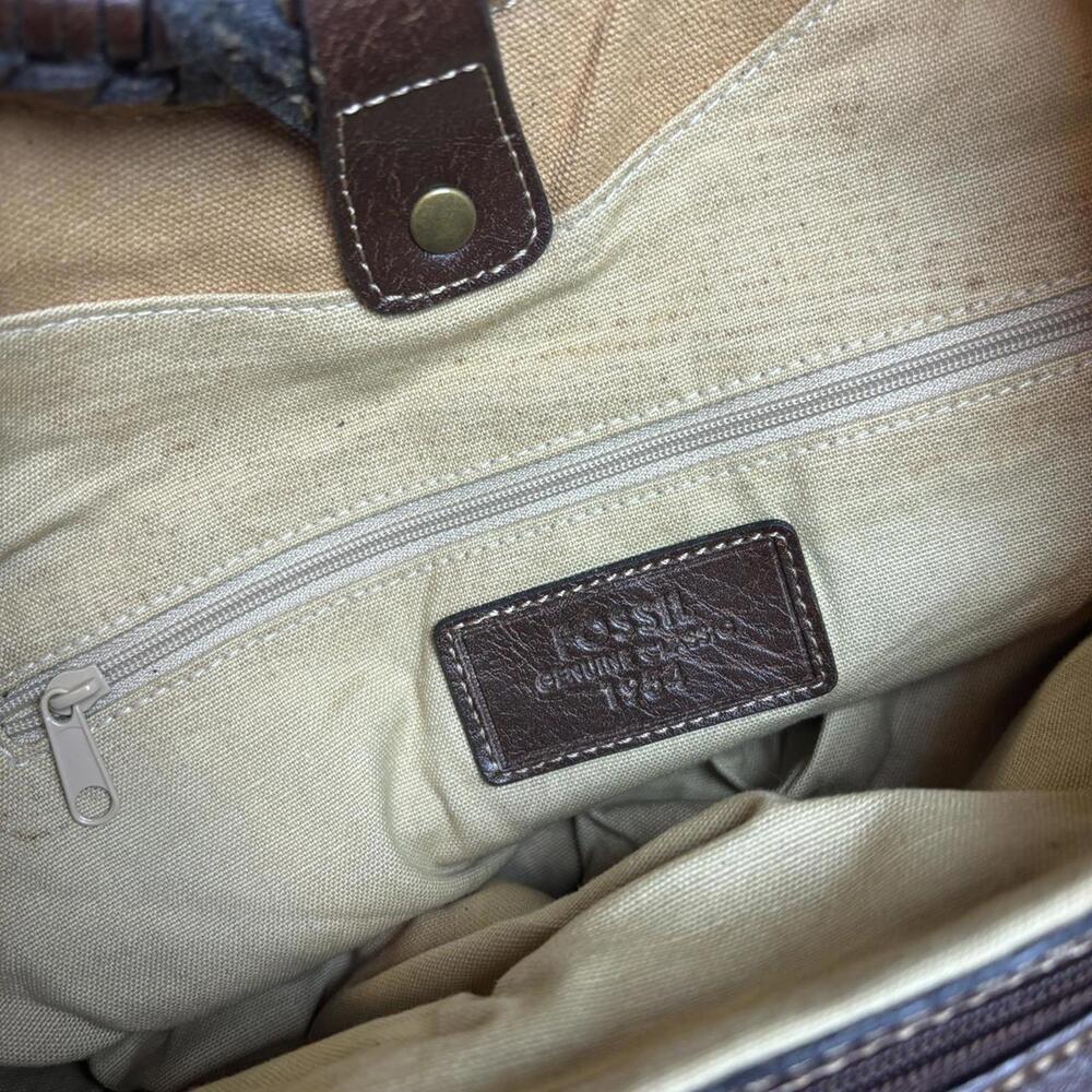 Fossil vtg patchwork soho shoulder bag brown tan … - image 5